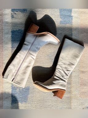 Seychelles Itinerary White Leather Knee-High Boots Sz 7